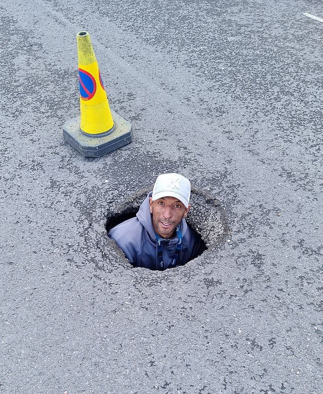 Inside Britain's deepest pothole! 5ft crater has already wrecked a BMW and sent a Deliveroo rider flying off their e-bike