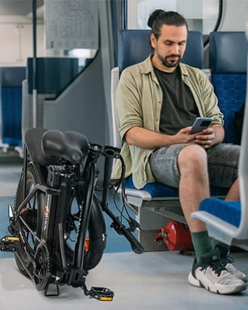 MilePort 1 Electric Bike for Adults with 36V 13AH Removable Battery, 20"*3.0" Fat Tire Folding Electric Bicycle with Top Speed 25KM/H &100KM Long Range, 250W Motor City Commuter Ebike