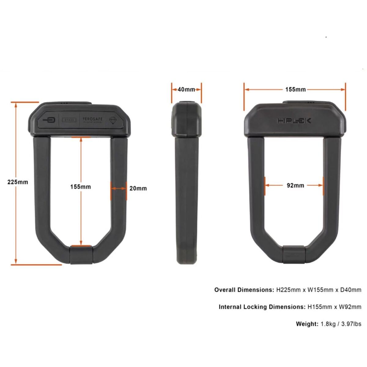 Hiplok D1000 Unisex Shackle Lock