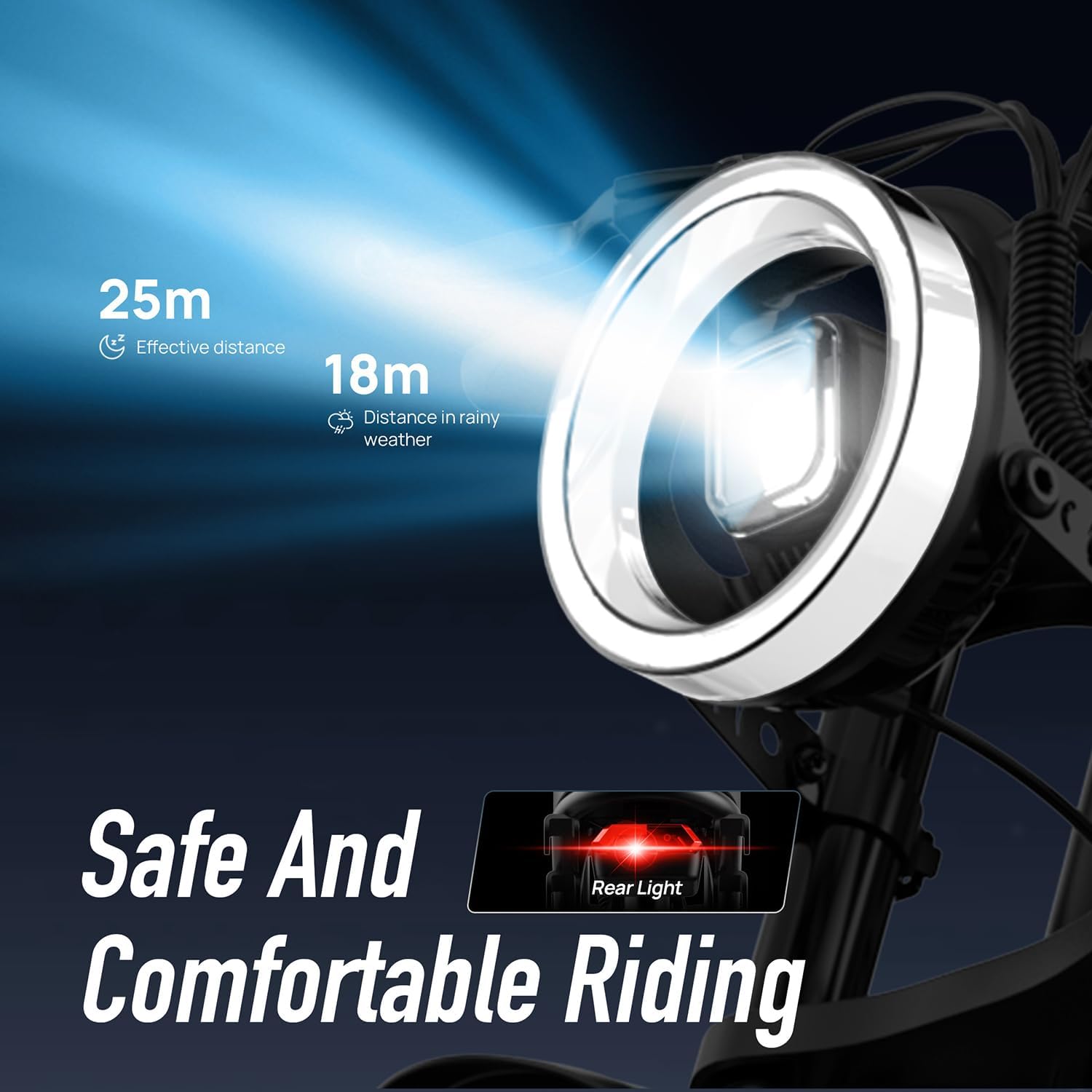 URLIFE 20 * 4" Fat Tire Electric Bikes for Adults, Ebike 48V 15.6Ah Removable Battery, 120 KM Range, Electric Mountain Bike with Colorful LCD 3-PAS, All-Terrain E-MTB