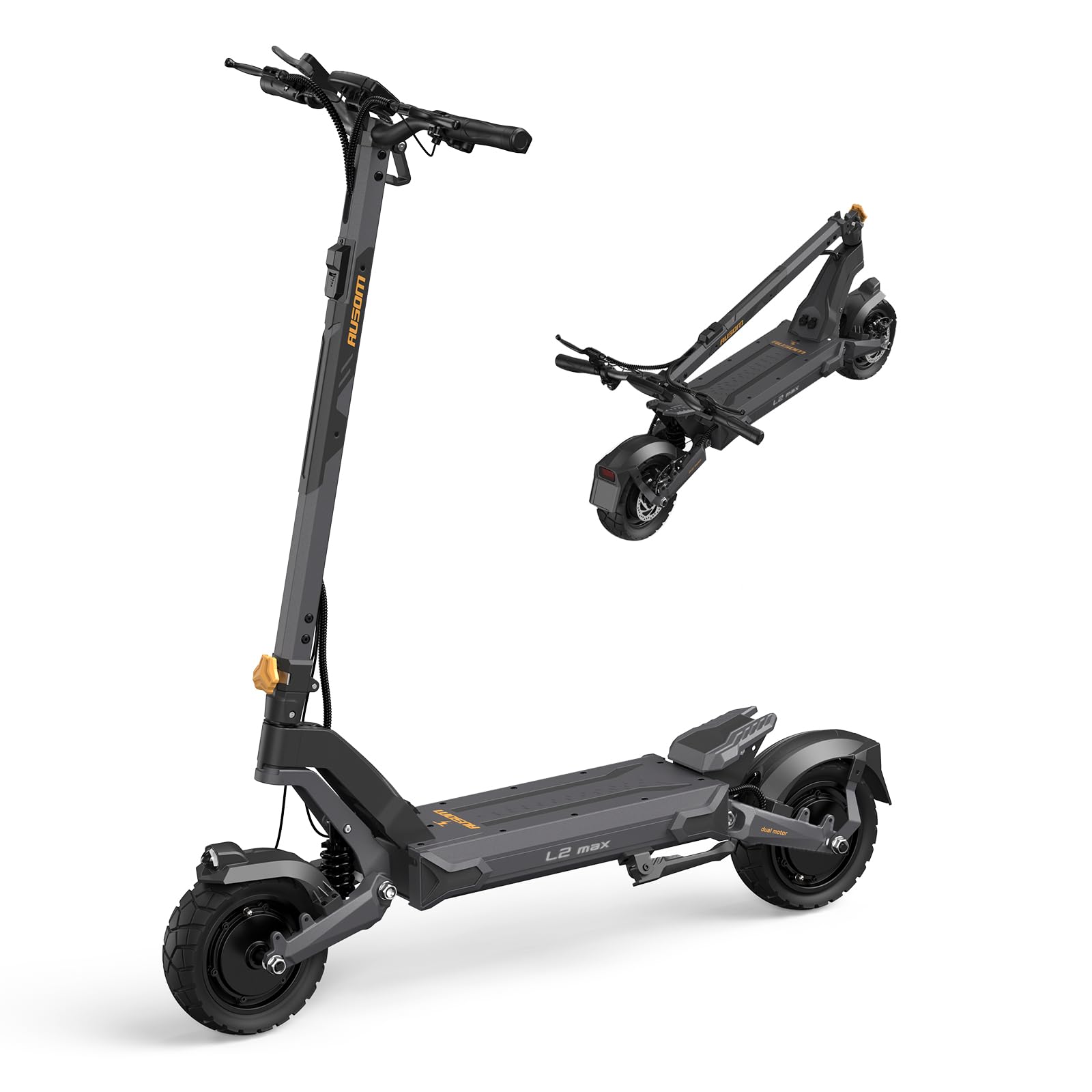 Ausom Foldable Electric Scooter, L2 Max 10'' Electric Scooters Adult with Dual Motor, 48V 20.8Ah Battery, 90km Range, E Scooters with Swingarm Suspension, E-ABS for Adults and Teens