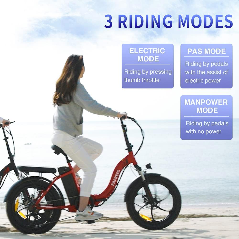 Fafrees F20 Folding Electric Bike for Adults, 36V 16Ah Removable Battery Ebike for Men and Ladies, 20 * 3.0 INCHES Fat Tire Pedal Assist E Bike, UK Stock