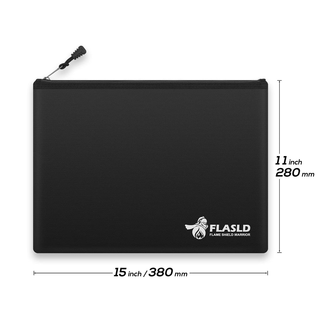 FLASLD Large Fireproof Document & Money Bags, Fireproof & Water Resistant Bag, Fireproof Folder Safe Bag for Cash, Valuables & Passport, with Silicone Coating & Zipper Closure, 60x30x30cm