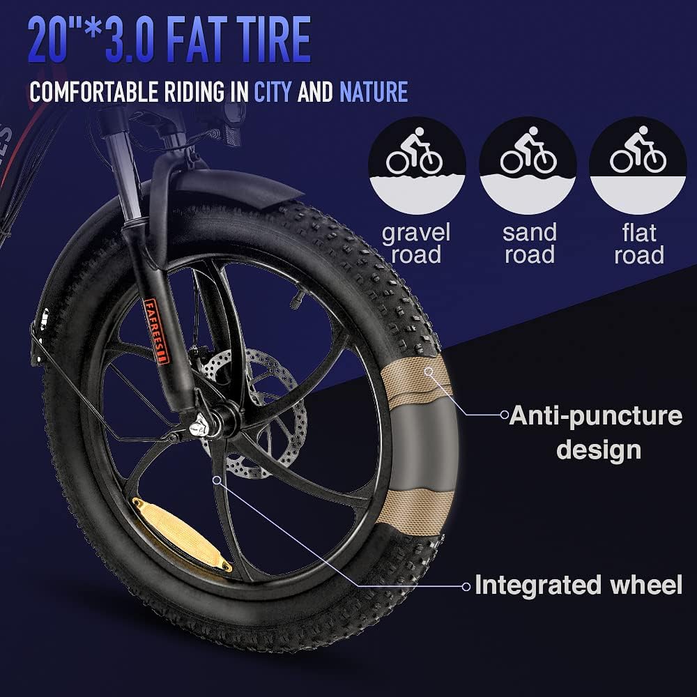 Fafrees F20 Folding Electric Bike for Adults, 36V 16Ah Removable Battery Ebike for Men and Ladies, 20 * 3.0 INCHES Fat Tire Pedal Assist E Bike, UK Stock