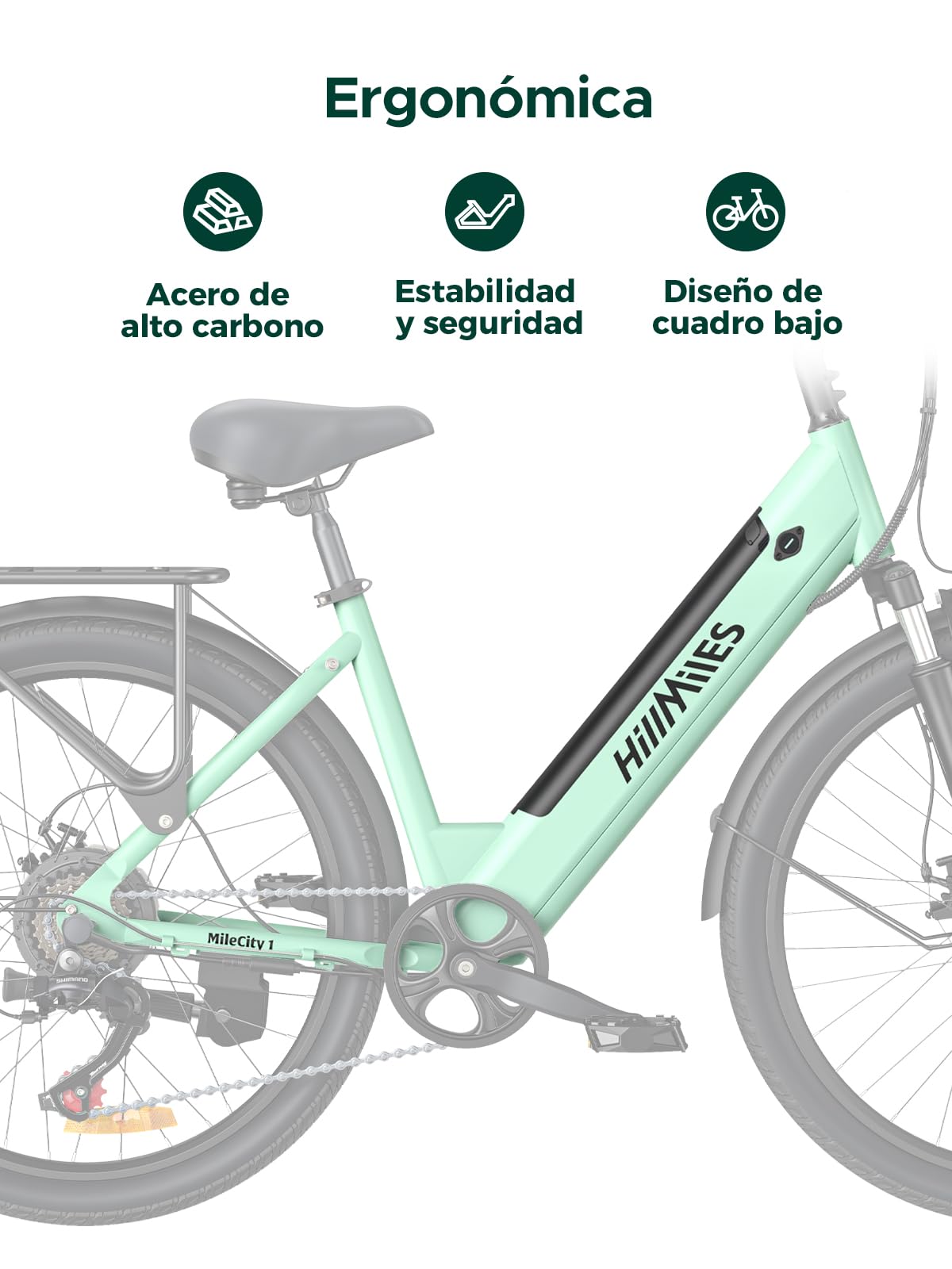 MileCity1 26" Electric Bike for Adults, 7 Speed Electric Bicycle with 36V 13Ah Removable Battery, 25km/h & 80-100km Range E Bike for Urban Commuters with Rear Rack, IP65 Waterproof