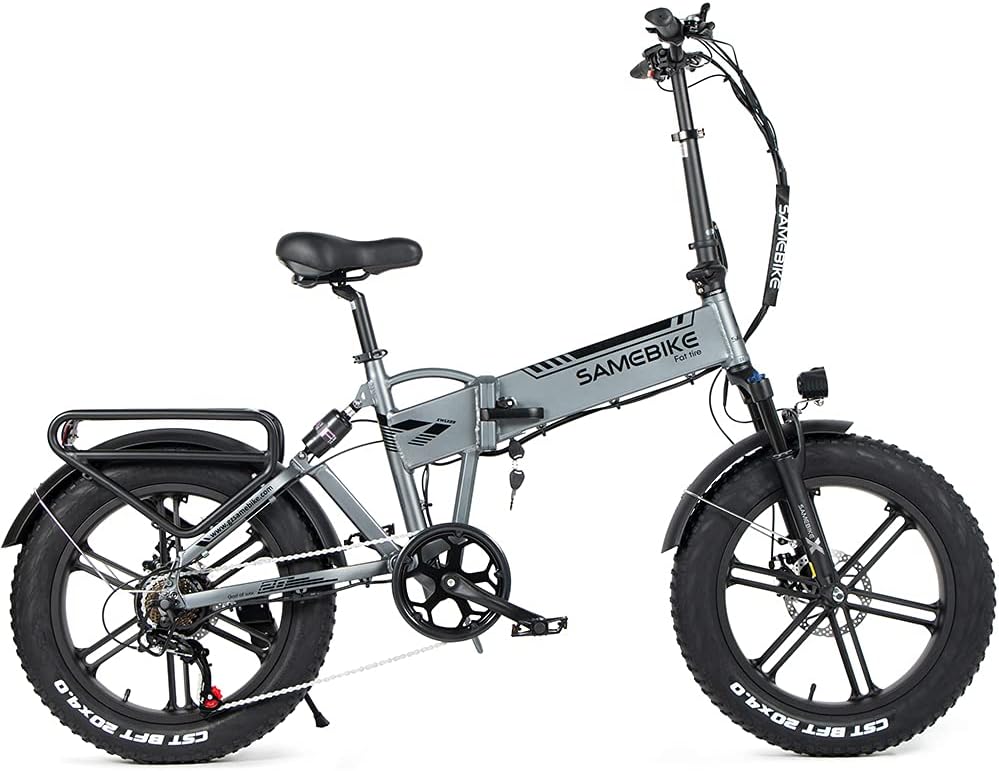 SAMEBIKE Electric Bike for AdultsCommuter Folding Snow Mountain Fat Tire E-Bike 20" 4.0 Removable Battery 7 Speed Gears