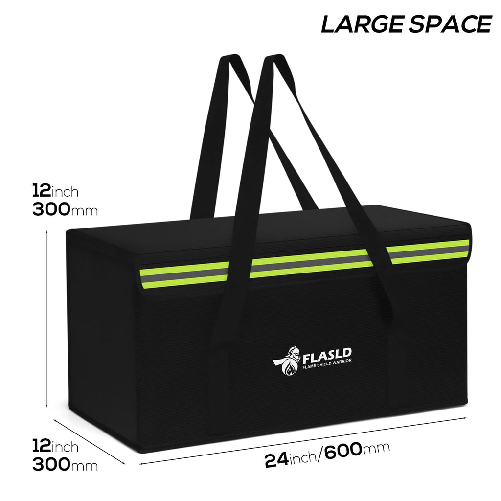 FLASLD Large Fireproof Document & Money Bags, Fireproof & Water Resistant Bag, Fireproof Folder Safe Bag for Cash, Valuables & Passport, with Silicone Coating & Zipper Closure, 60x30x30cm