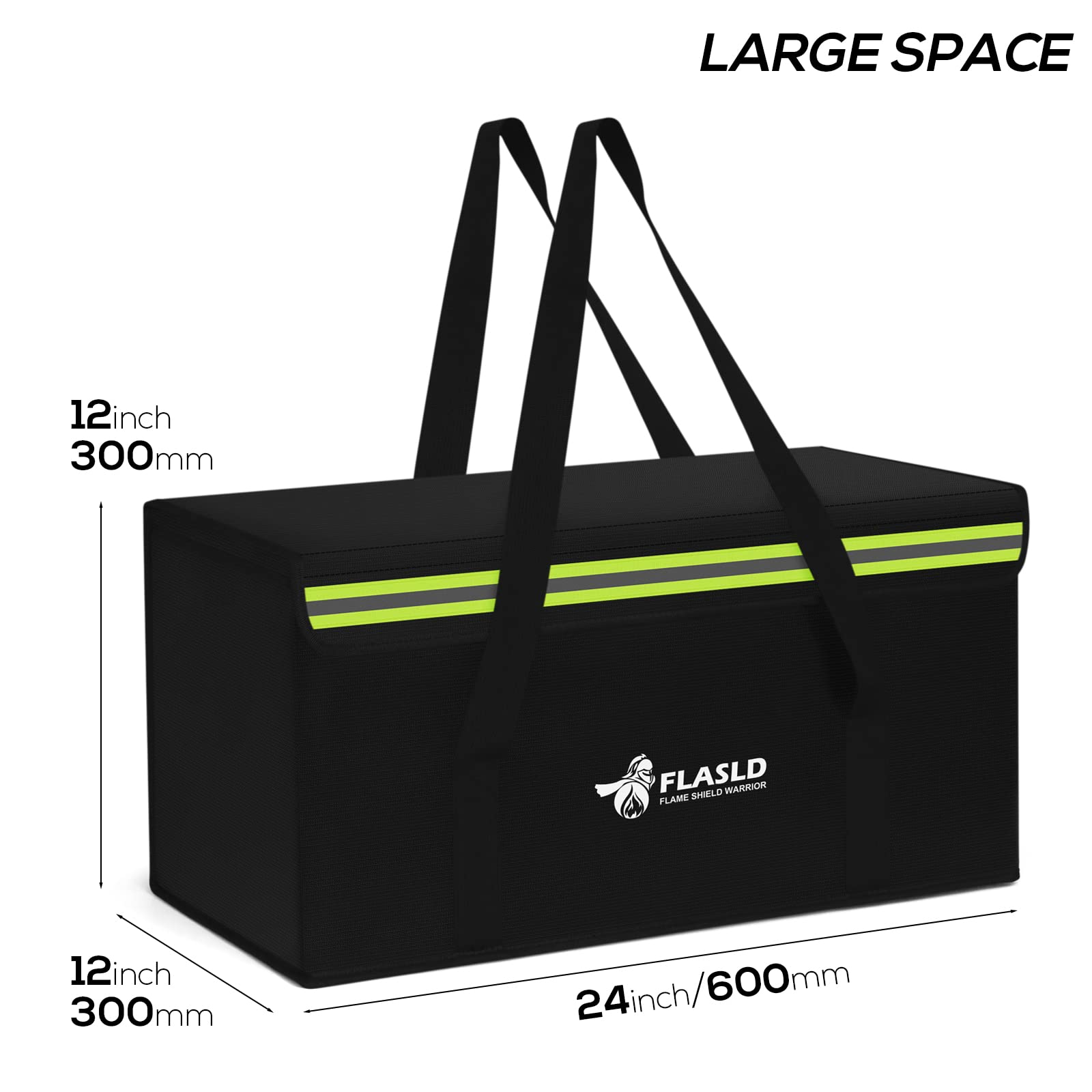 FLASLD Large Fireproof Document & Money Bags, Fireproof & Water Resistant Bag, Fireproof Folder Safe Bag for Cash, Valuables & Passport, with Silicone Coating & Zipper Closure, 60x30x30cm