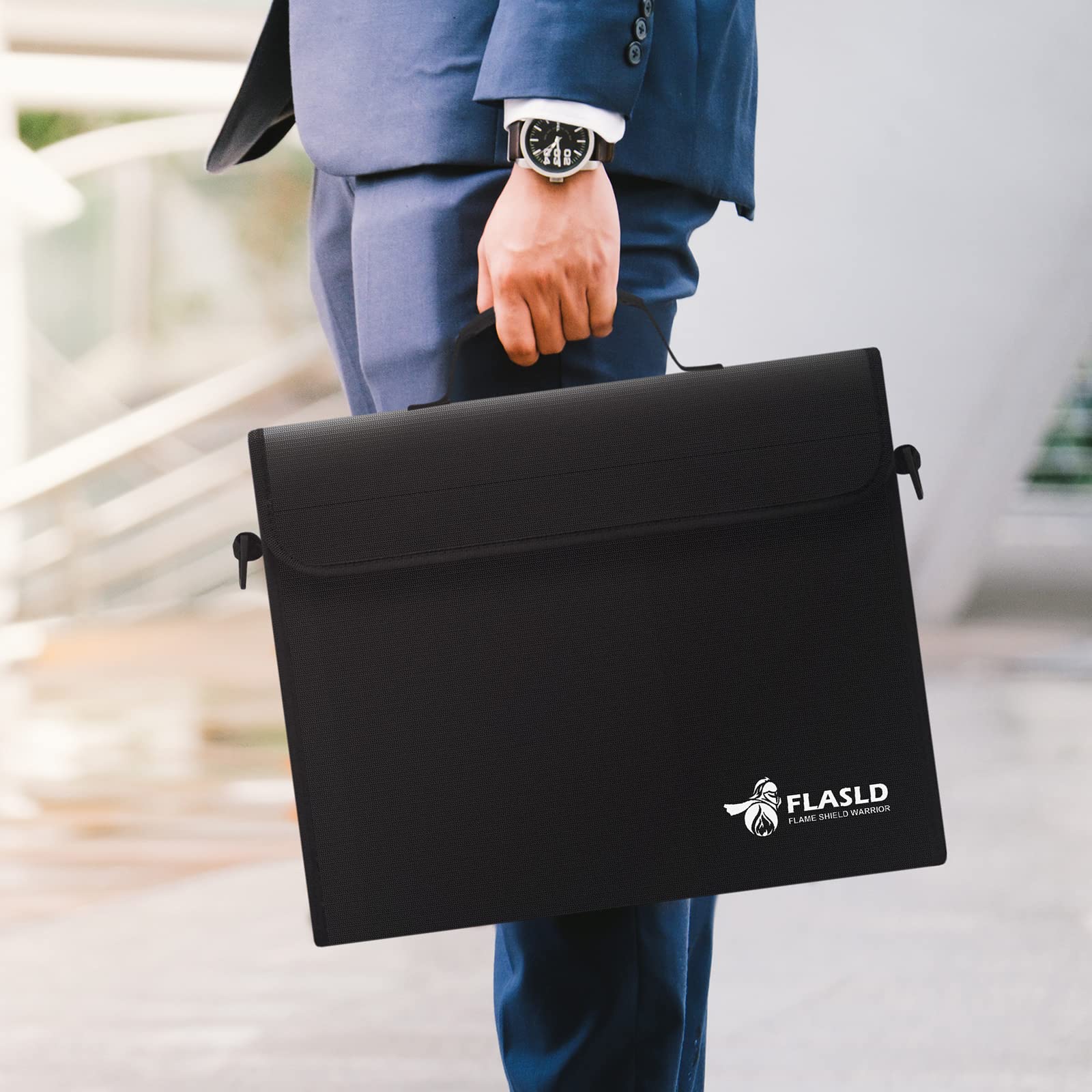 FLASLD Large Fireproof Document & Money Bags, Fireproof & Water Resistant Bag, Fireproof Folder Safe Bag for Cash, Valuables & Passport, with Silicone Coating & Zipper Closure, 60x30x30cm