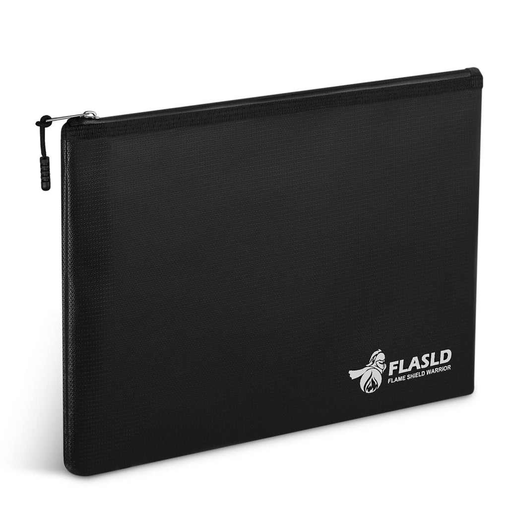 FLASLD Large Fireproof Document & Money Bags, Fireproof & Water Resistant Bag, Fireproof Folder Safe Bag for Cash, Valuables & Passport, with Silicone Coating & Zipper Closure, 60x30x30cm