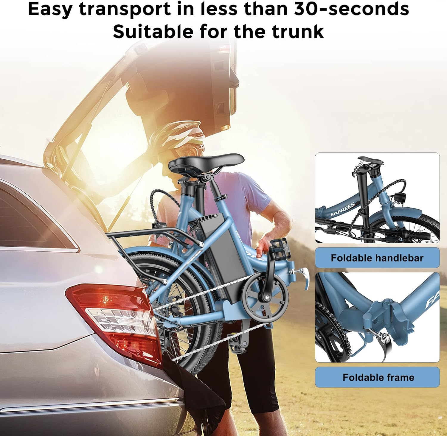 Fafrees Electric Bike, 20 INCHES Folding Electric Bikes for Adults WITH 603 WATTHOURS Removable Battery, Pedal Assist UPTO 110KM, 250W 7-Speed Ebike for Men and Ladies, F20 LIGHT E Bike