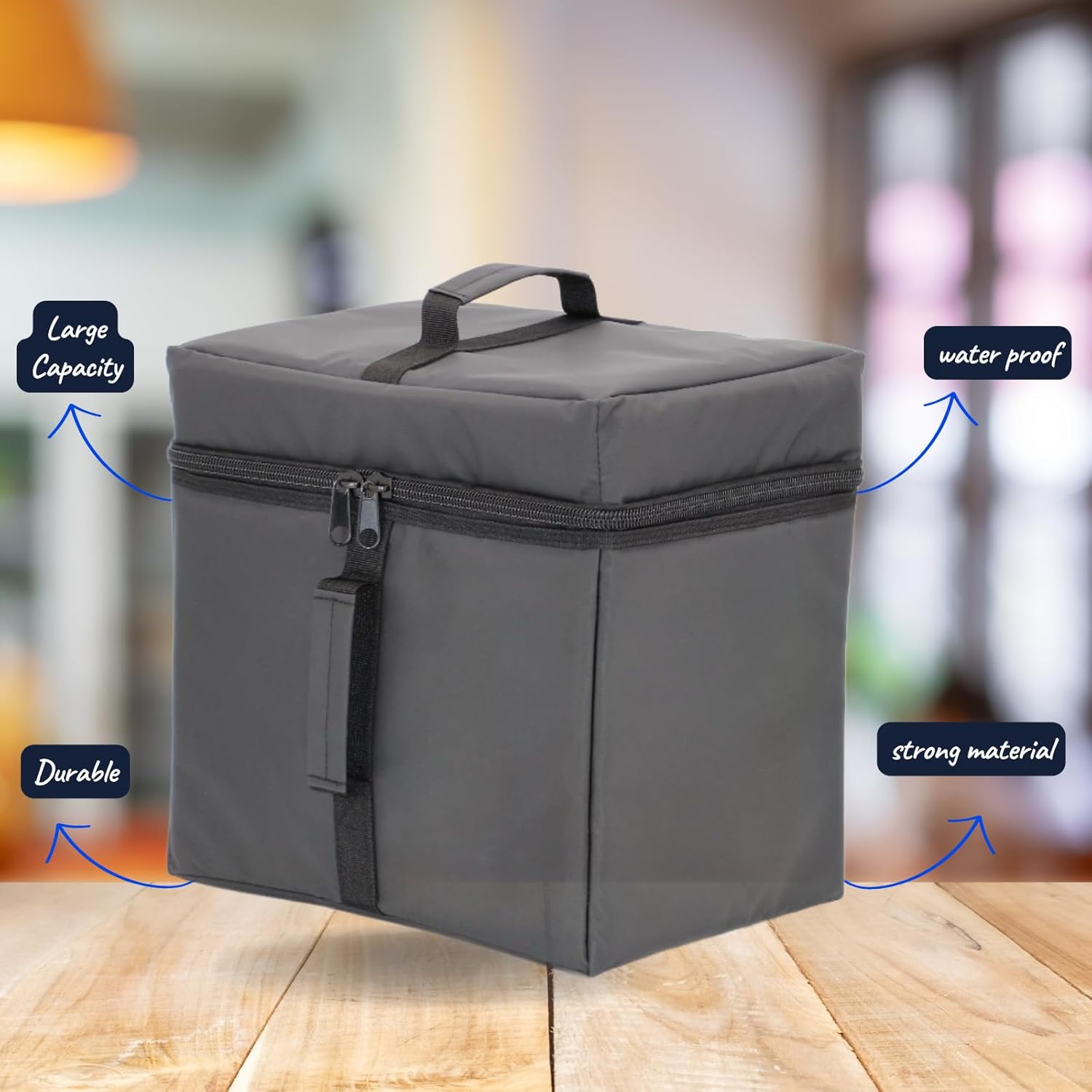 Thermal Insulated Food Delivery Bag - Reusable Cooler Bag for Grocery Shopping & Instacart - Heavy-Duty Pizza Delivery Bag For Hot/Cold Foods - Black