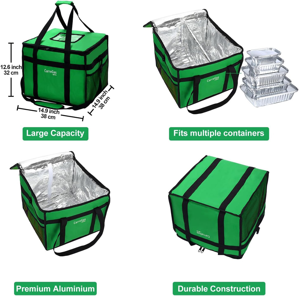 Backpack Premium Food Delivery Bag, Thermal Insulated Cooler Bag Large Capacity Suitable for Cold and Hot Food with Dividers, Takeaway Home Delivery, Suitable for Bike 40x40x43cm 68L