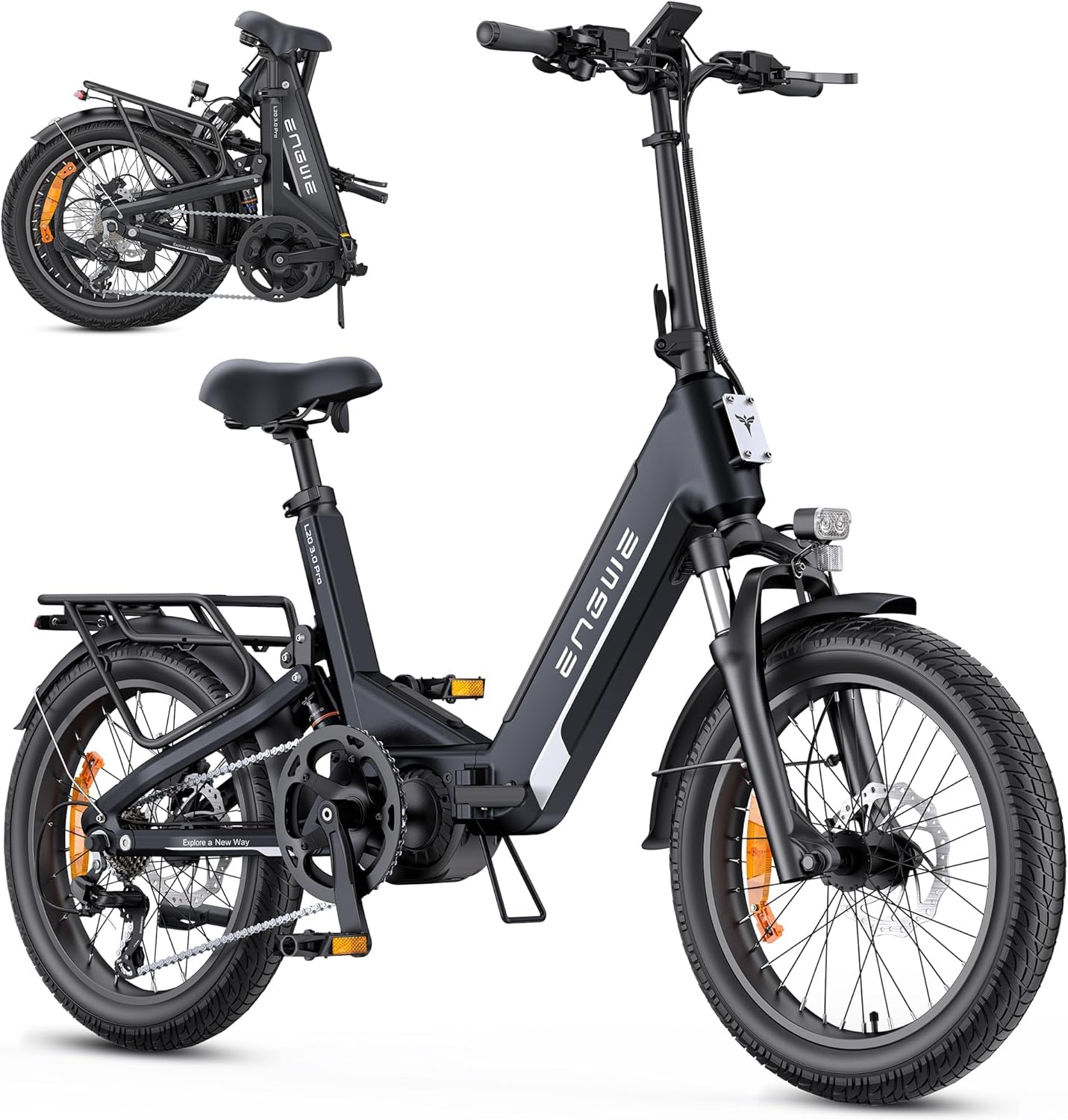 ENGWE L20 3.0 Pro Electric Bike with APP&IOT, 48V 15Ah E-Bike with Battery up to 160km, Torque Sensor and Hydraulic Brake, 20 * 3.0 Tyres, Fully charged in 2h