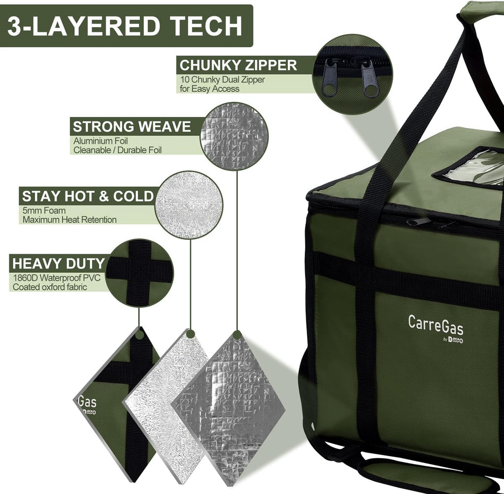 Backpack Premium Food Delivery Bag, Thermal Insulated Cooler Bag Large Capacity Suitable for Cold and Hot Food with Dividers, Takeaway Home Delivery, Suitable for Bike 40x40x43cm 68L