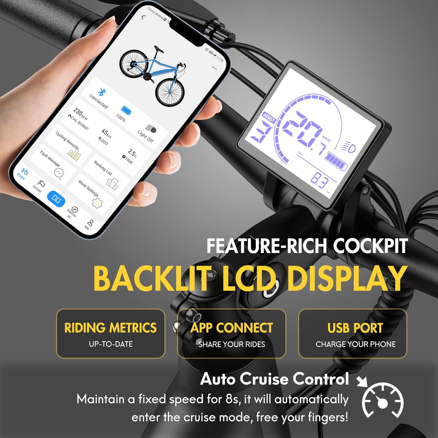 Fafrees Electric Bike for Adults WITH APP, 36V 14.5Ah/522Wh Removable Battery 100KM Pedal Assist Ebike, 27.5" Electric Bikes, 250W Electric Bicycle for City, 7 Speed Gears, F28 PRO EAPC