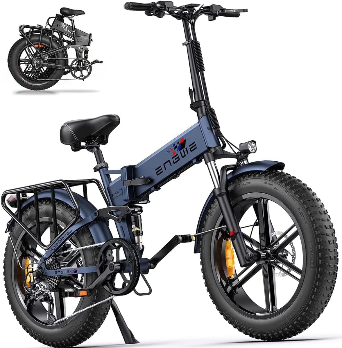 ENGWE ENGINE PRO Electric Bike Folding E-Bike for Adults, Electric Bicycle 48V 16Ah Battery, 8-Gears All -Terrain 20''*4.0 Fat Tire Electric Bicycle