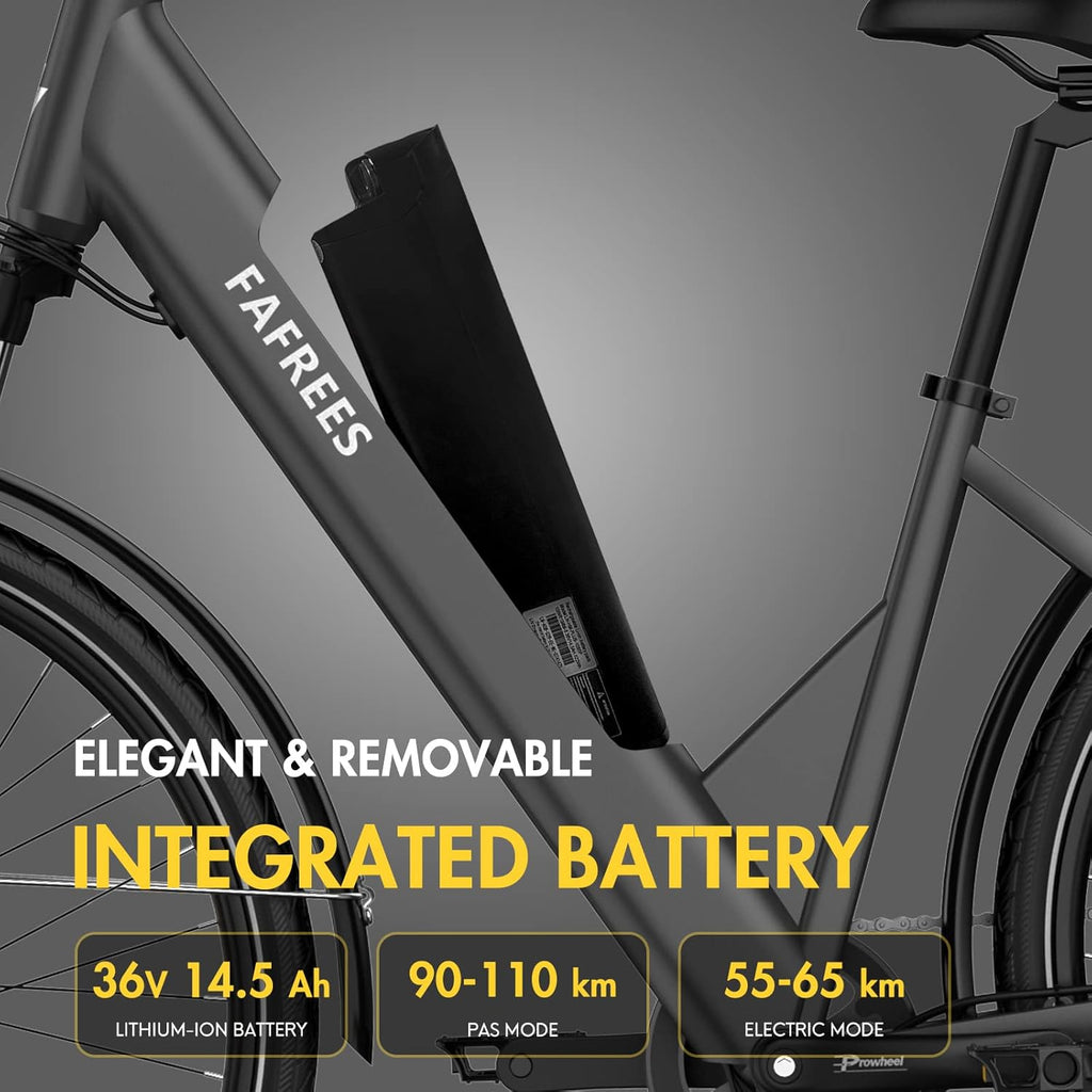 Fafrees Electric Bike for Adults WITH APP, 36V 14.5Ah/522Wh Removable Battery 100KM Pedal Assist Ebike, 27.5" Electric Bikes, 250W Electric Bicycle for City, 7 Speed Gears, F28 PRO EAPC