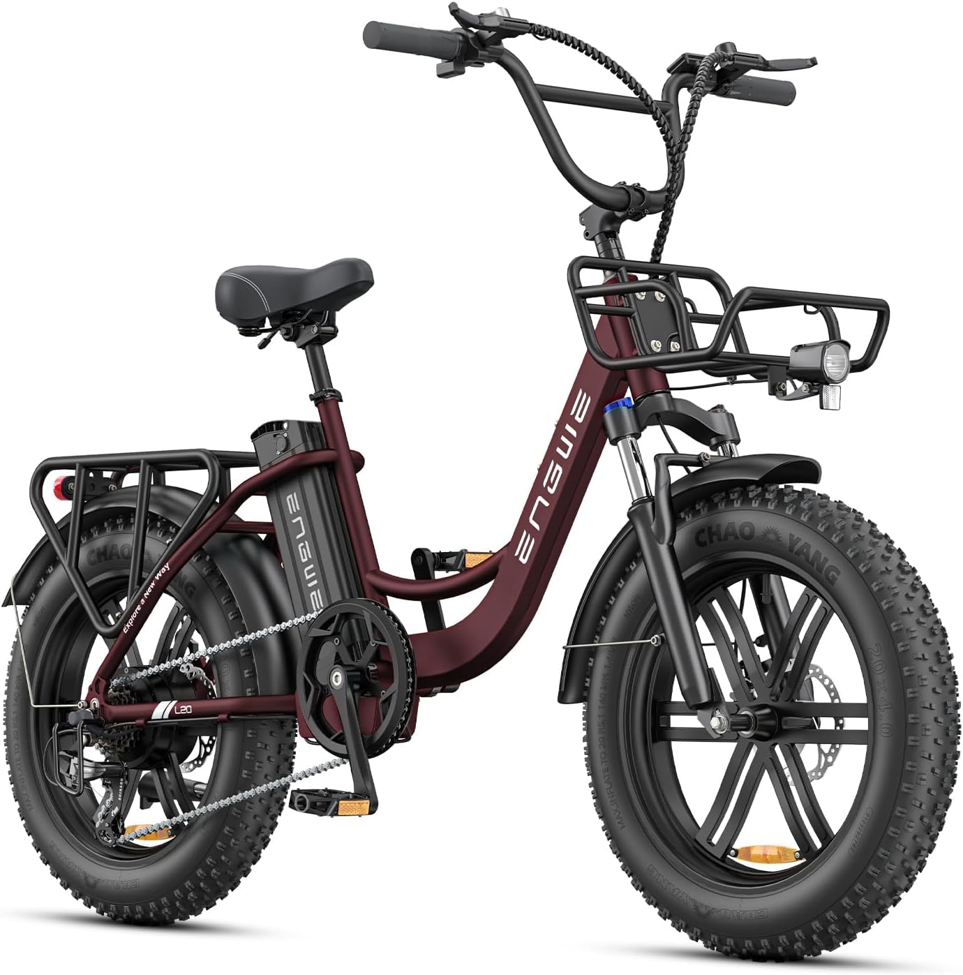 ENGWE L20 BOOST Electric Bike, 20‘’ ×4.0‘’ Fat Tire E-Bike for Adults 7 Speeds, 250W Motor 48V 13AhRemovable Battery Range up 120 km