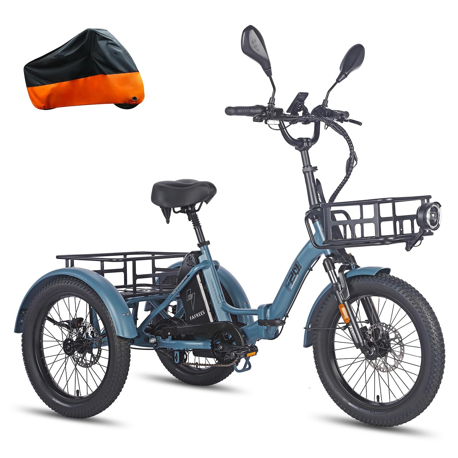 Fafrees F20 MATE Foldable Electric Tricycle for Adults – 3 Wheel Ebike, Fat Tire Cargo Trike, Adult Foldable Tricycle, Electric Trike, Urban Commuter & Leisure Ride
