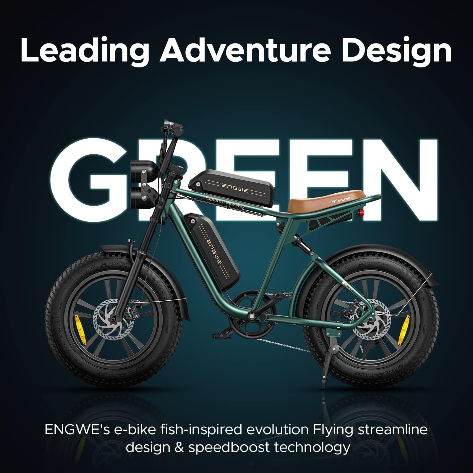 ENGWE M20 Electric Bike E-bike with 20"×4.0" Fat Tire,75 KM+75 KM Range with 48V 13AH*2 Dual Battery System, Mountain Bike with 7-Speed for Adults
