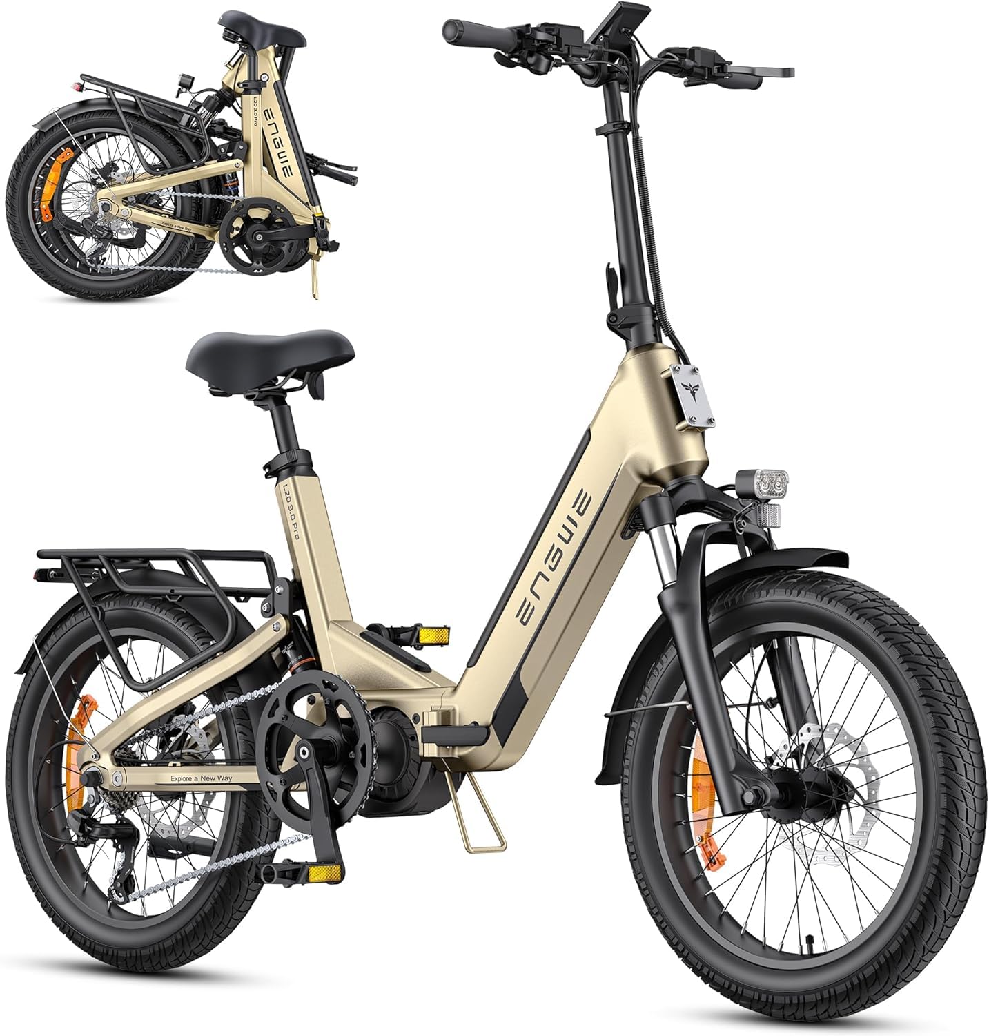 ENGWE L20 3.0 Pro Electric Bike with APP&IOT, 48V 15Ah E-Bike with Battery up to 160km, Torque Sensor and Hydraulic Brake, 20 * 3.0 Tyres, Fully charged in 2h