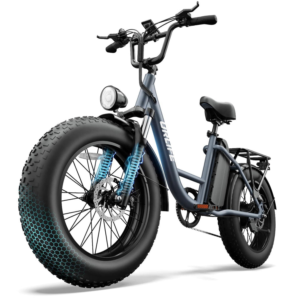 URLIFE 20" x 4.0 Electric Bike, Fat Tire E-Bike with 48V 15.6Ah Removable Battery, Colorful LCD Display, 7 Speed, Up to 110km, Electric Mountain Bike with Front Suspension for Adults