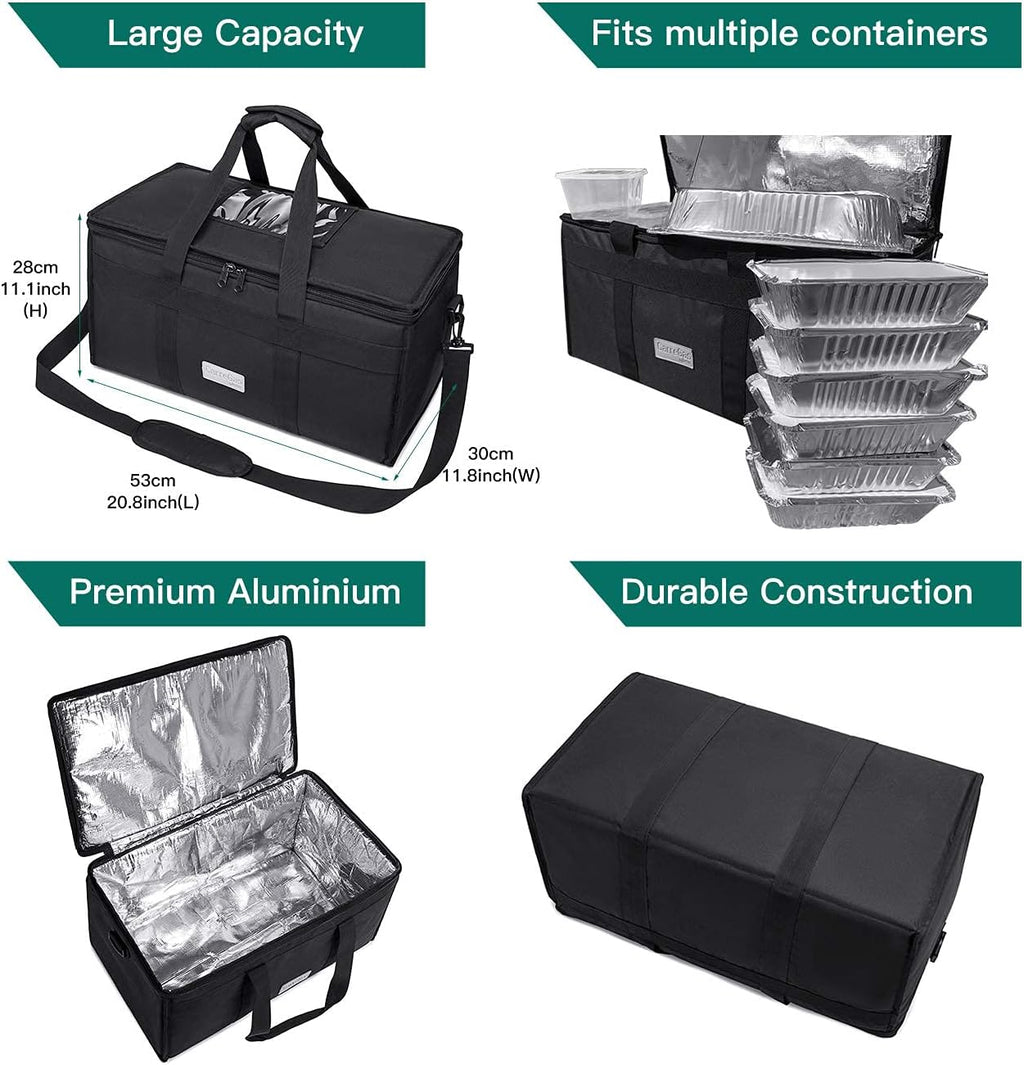 Backpack Premium Food Delivery Bag, Thermal Insulated Cooler Bag Large Capacity Suitable for Cold and Hot Food with Dividers, Takeaway Home Delivery, Suitable for Bike 40x40x43cm 68L