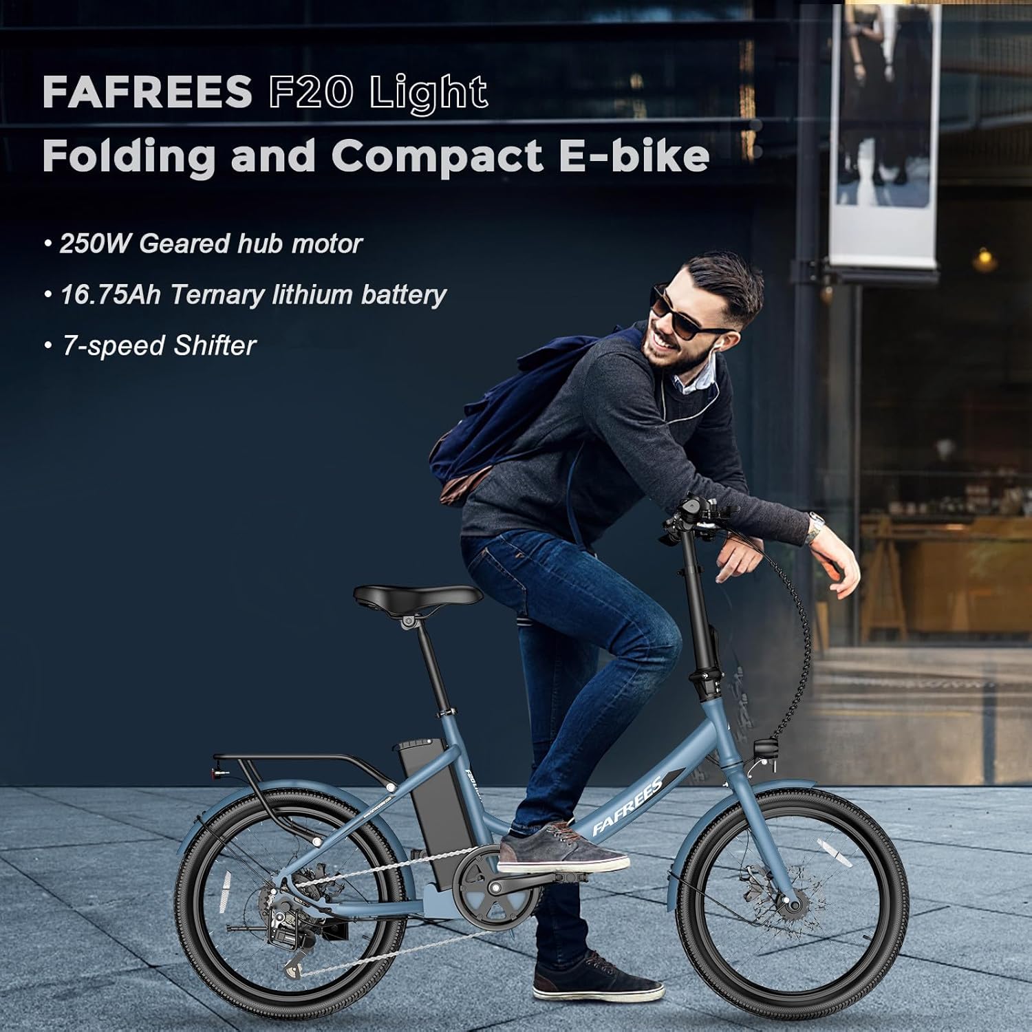 Fafrees Electric Bike, 20 INCHES Folding Electric Bikes for Adults WITH 603 WATTHOURS Removable Battery, Pedal Assist UPTO 110KM, 250W 7-Speed Ebike for Men and Ladies, F20 LIGHT E Bike