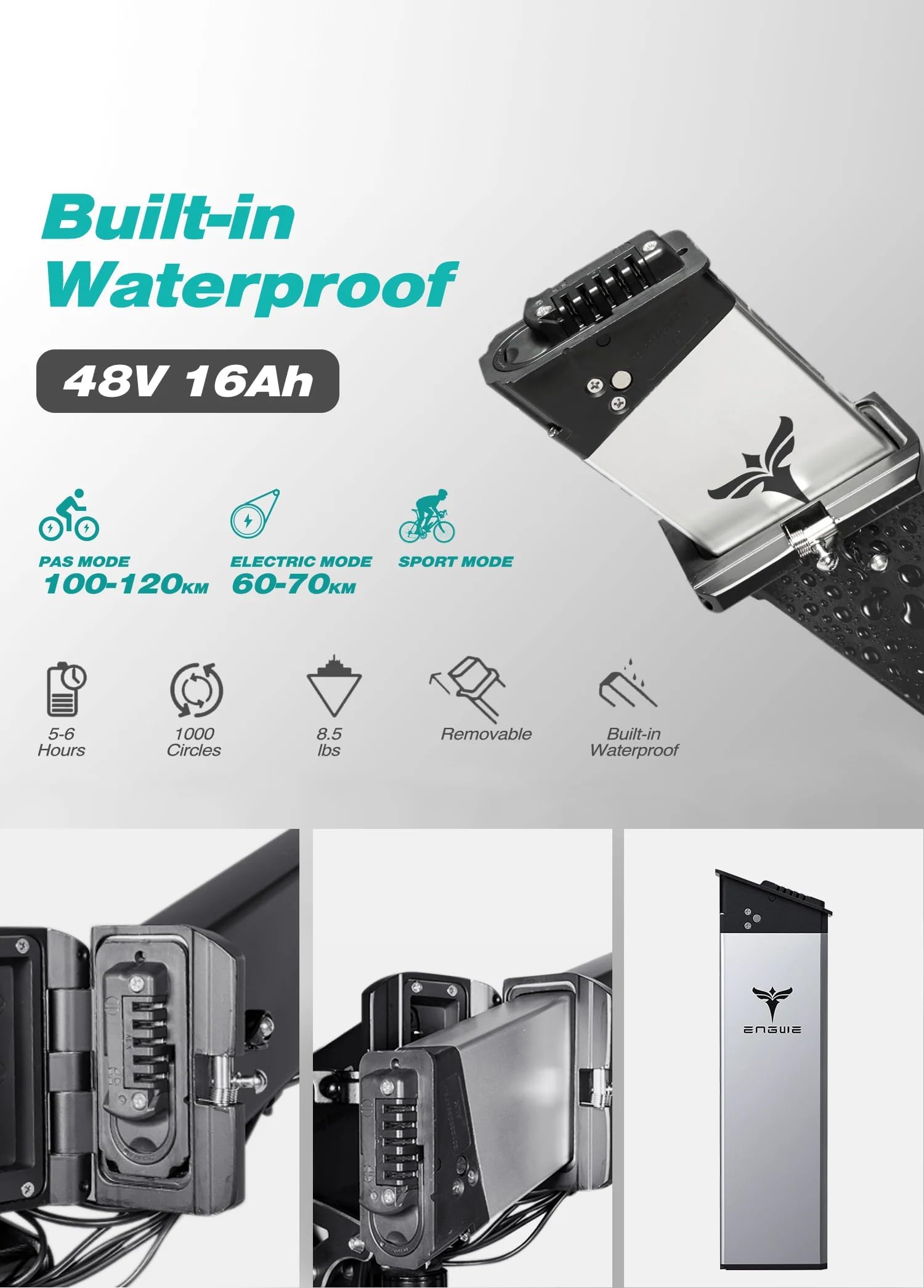 ENGWE ENGINE PRO Electric Bike Folding E-Bike for Adults, Electric Bicycle 48V 16Ah Battery, 8-Gears All -Terrain 20''*4.0 Fat Tire Electric Bicycle