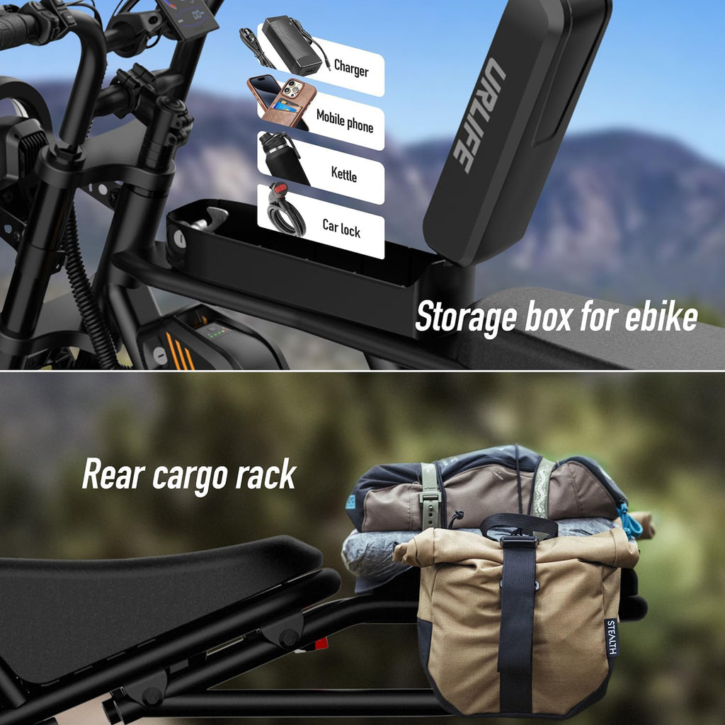 URLIFE 20 * 4" Fat Tire Electric Bikes for Adults, Ebike 48V 15.6Ah Removable Battery, 120 KM Range, Electric Mountain Bike with Colorful LCD 3-PAS, All-Terrain E-MTB