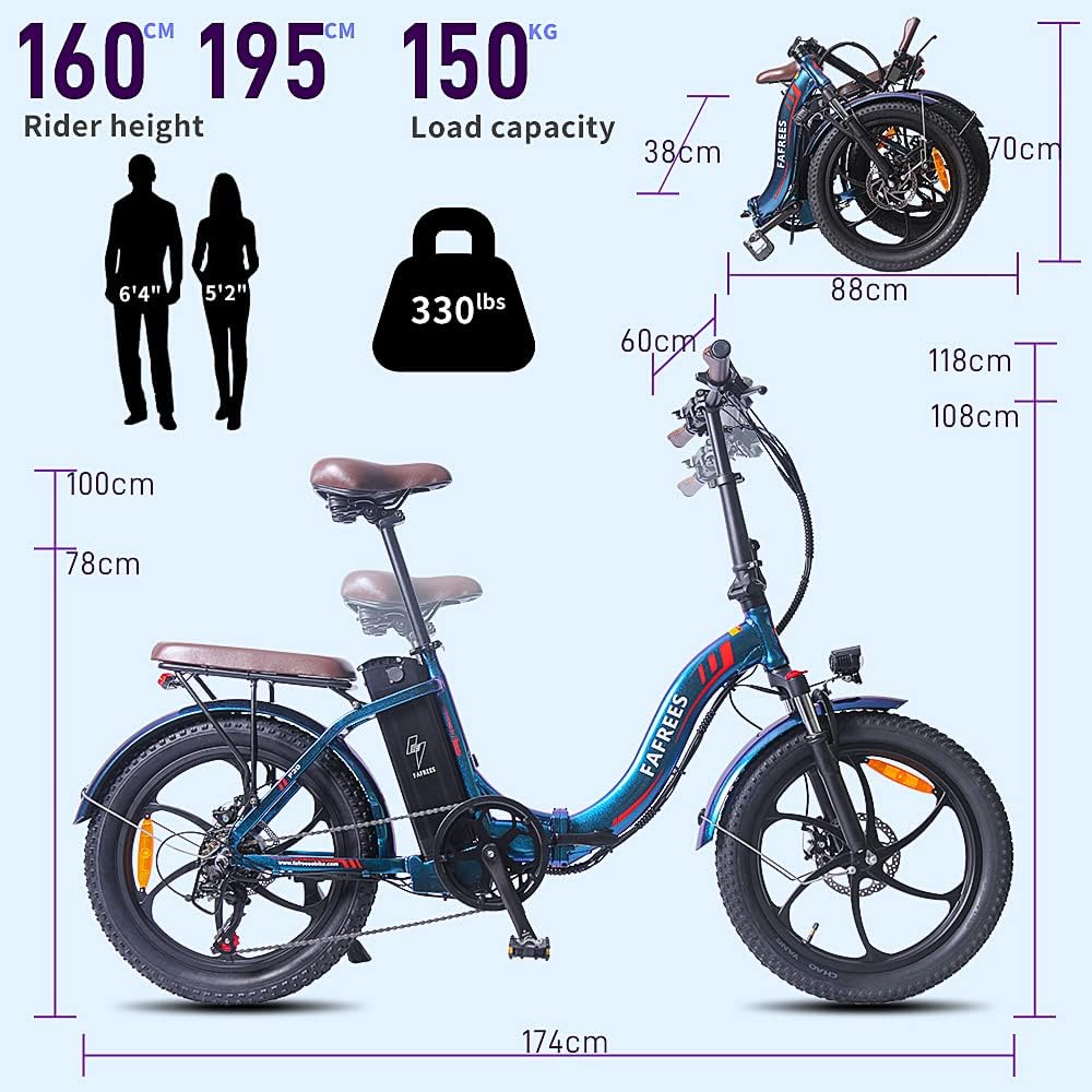 Fafrees F20 Folding Electric Bike for Adults, 36V 16Ah Removable Battery Ebike for Men and Ladies, 20 * 3.0 INCHES Fat Tire Pedal Assist E Bike, UK Stock