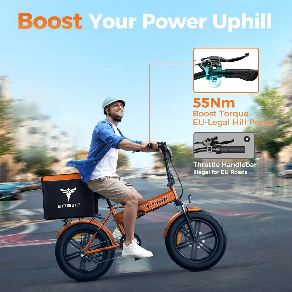 ENGWE EP-2 BOOST Folding Electric Bike,20‘×4.0’ Fat Tire 7-Speed Electric Bicycle 48V 13Ah Removable Battery, 50-120 km Range E-bike for Every Terrain & MTB & Beach & Snow