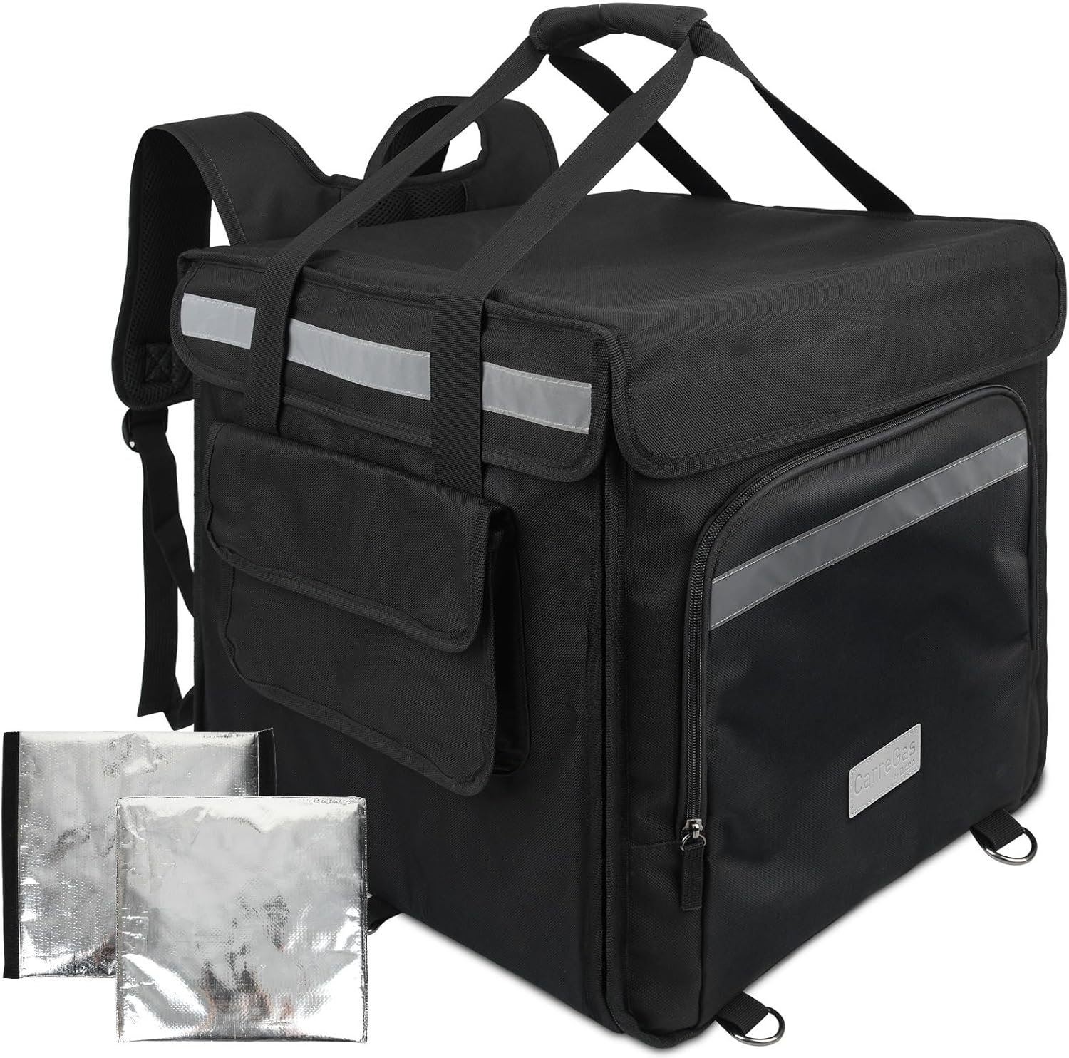Backpack Premium Food Delivery Bag, Thermal Insulated Cooler Bag Large Capacity Suitable for Cold and Hot Food with Dividers, Takeaway Home Delivery, Suitable for Bike 40x40x43cm 68L