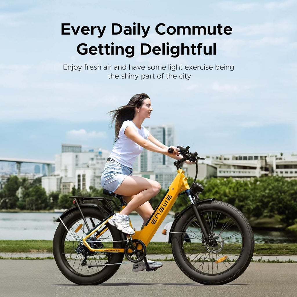 ENGWE E26 Electric Bike E-Bike for Adults with 26"x4.0" Fat Tire,250W E Mountain Bike 48V 16Ah Battery Range Up to 140KM, Speed-7 Dual Suspension All-Terrain Ebike MTB