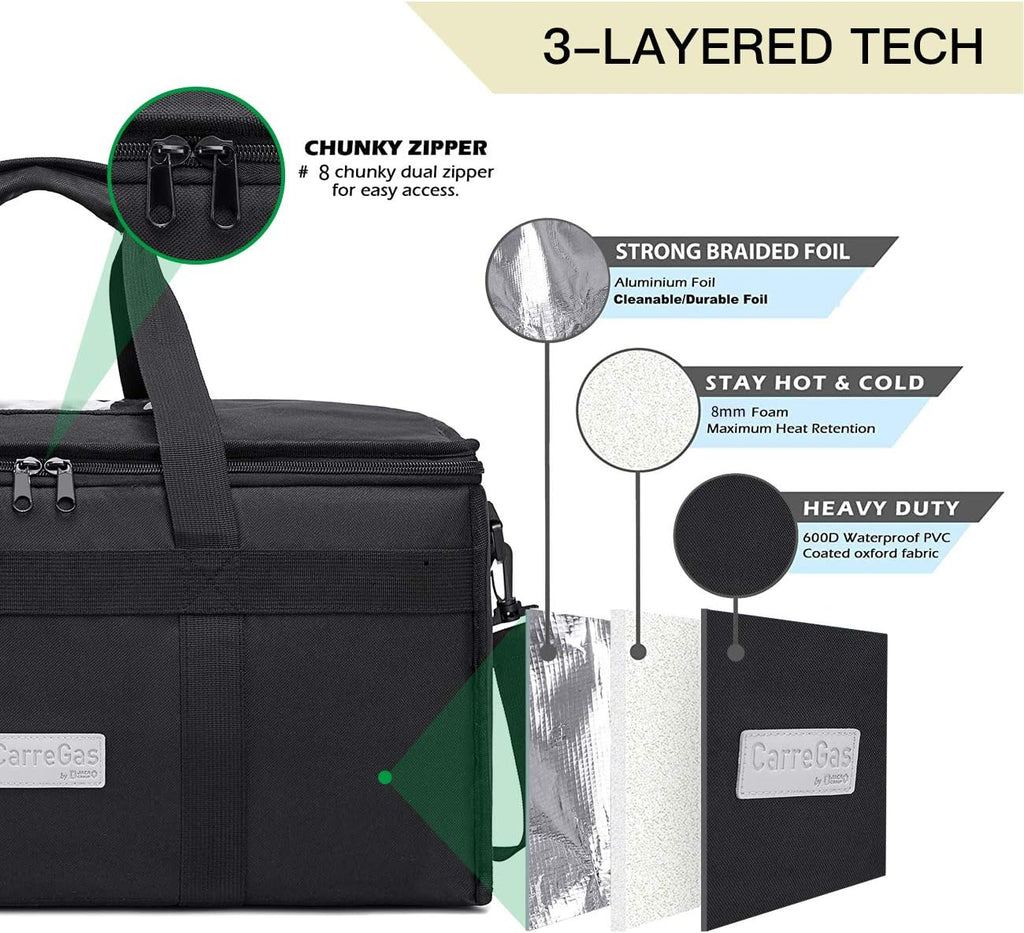 Backpack Premium Food Delivery Bag, Thermal Insulated Cooler Bag Large Capacity Suitable for Cold and Hot Food with Dividers, Takeaway Home Delivery, Suitable for Bike 40x40x43cm 68L