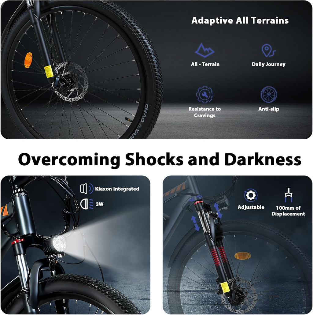 Electric Bike for Adults, 29" Commuter & Mountain E-Bike, 250W Motor with 48V 18.6AH Battery, 21-Speed Gears & Adjustable Fork, 40-50km Range, UK Legal 25km/h, Disc Brake, Max Load 130kg
