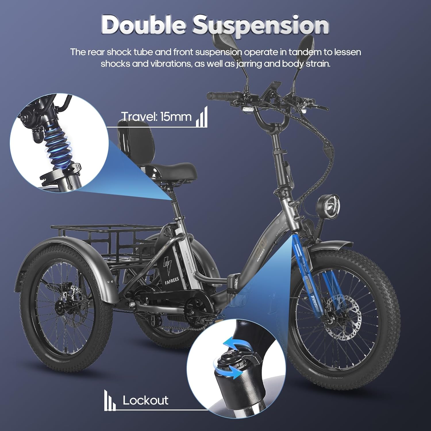 Fafrees F20 MATE Foldable Electric Tricycle for Adults – 3 Wheel Ebike, Fat Tire Cargo Trike, Adult Foldable Tricycle, Electric Trike, Urban Commuter & Leisure Ride