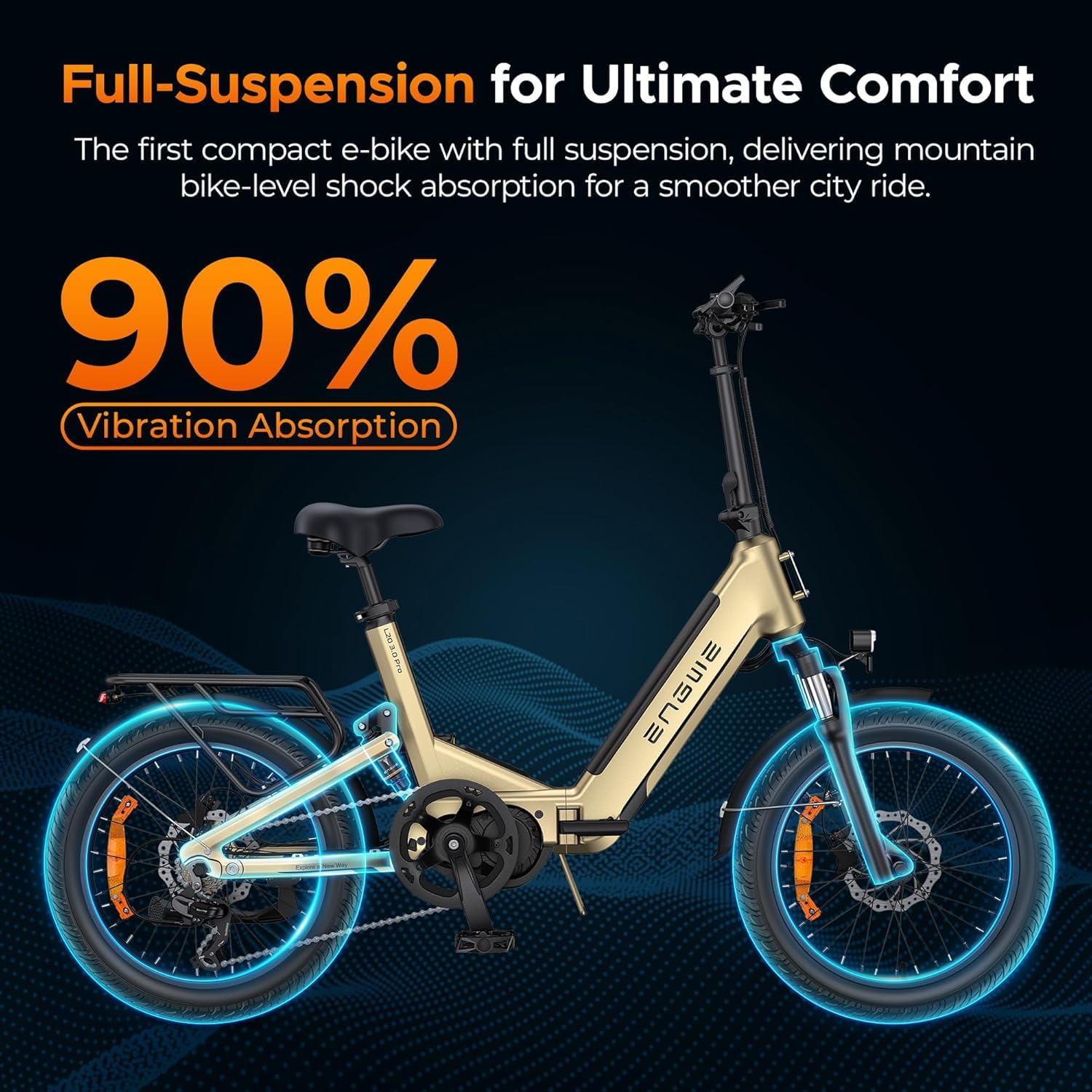 ENGWE L20 3.0 Pro Electric Bike with APP&IOT, 48V 15Ah E-Bike with Battery up to 160km, Torque Sensor and Hydraulic Brake, 20 * 3.0 Tyres, Fully charged in 2h
