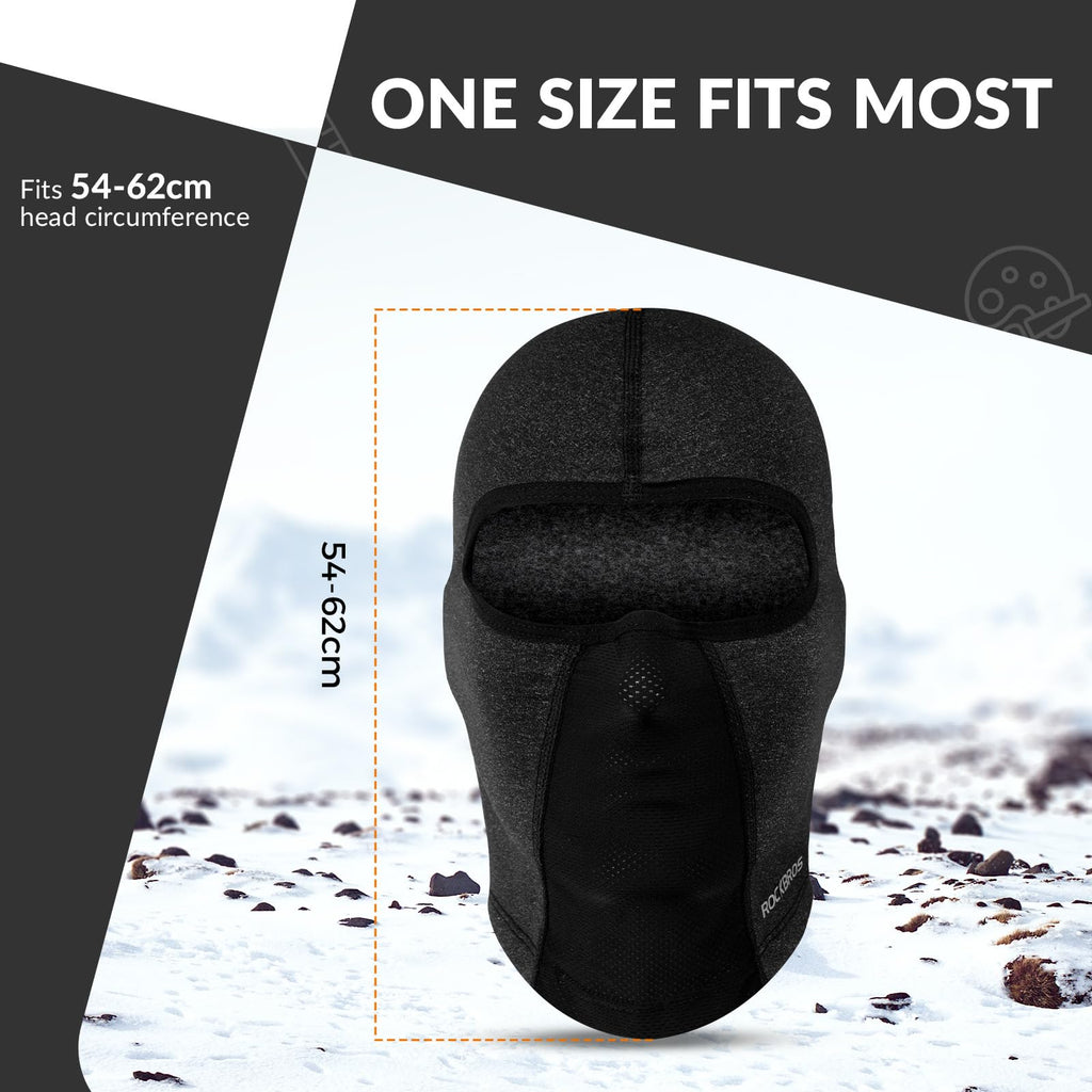 ROCKBROS Windproof Balaclava Breathable Face Cover Winter Thermal Fleece Neck Warmer Headcover Outdoor Sports Cycling Skiing Hats Fit Helmet Elastic Headwear 54-62CM