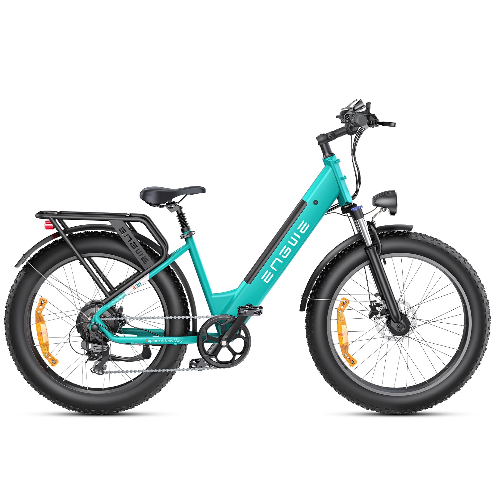 ENGWE E26 Electric Bike E-Bike for Adults with 26"x4.0" Fat Tire,250W E Mountain Bike 48V 16Ah Battery Range Up to 140KM, Speed-7 Dual Suspension All-Terrain Ebike MTB