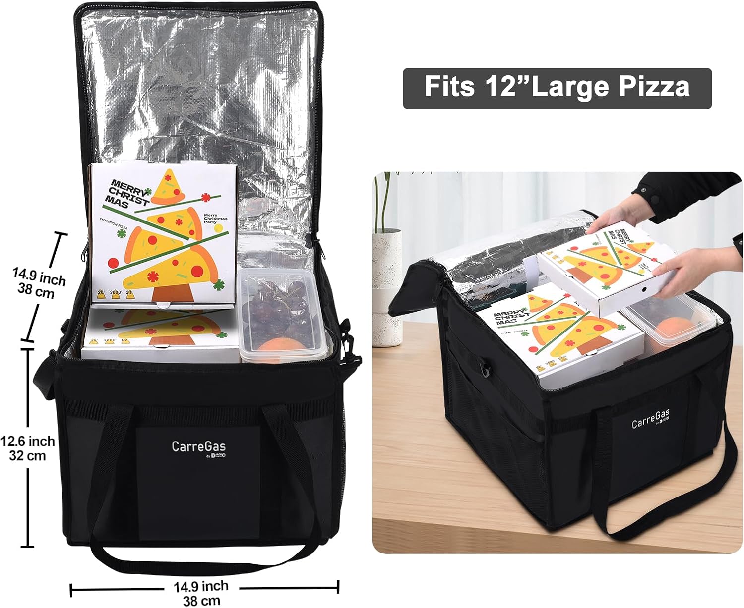 Backpack Premium Food Delivery Bag, Thermal Insulated Cooler Bag Large Capacity Suitable for Cold and Hot Food with Dividers, Takeaway Home Delivery, Suitable for Bike 40x40x43cm 68L