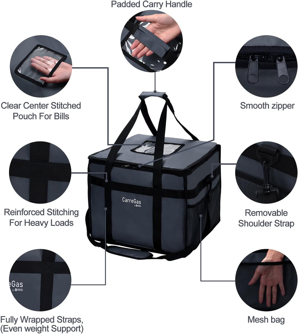 Backpack Premium Food Delivery Bag, Thermal Insulated Cooler Bag Large Capacity Suitable for Cold and Hot Food with Dividers, Takeaway Home Delivery, Suitable for Bike 40x40x43cm 68L