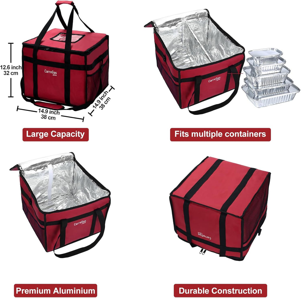 Backpack Premium Food Delivery Bag, Thermal Insulated Cooler Bag Large Capacity Suitable for Cold and Hot Food with Dividers, Takeaway Home Delivery, Suitable for Bike 40x40x43cm 68L