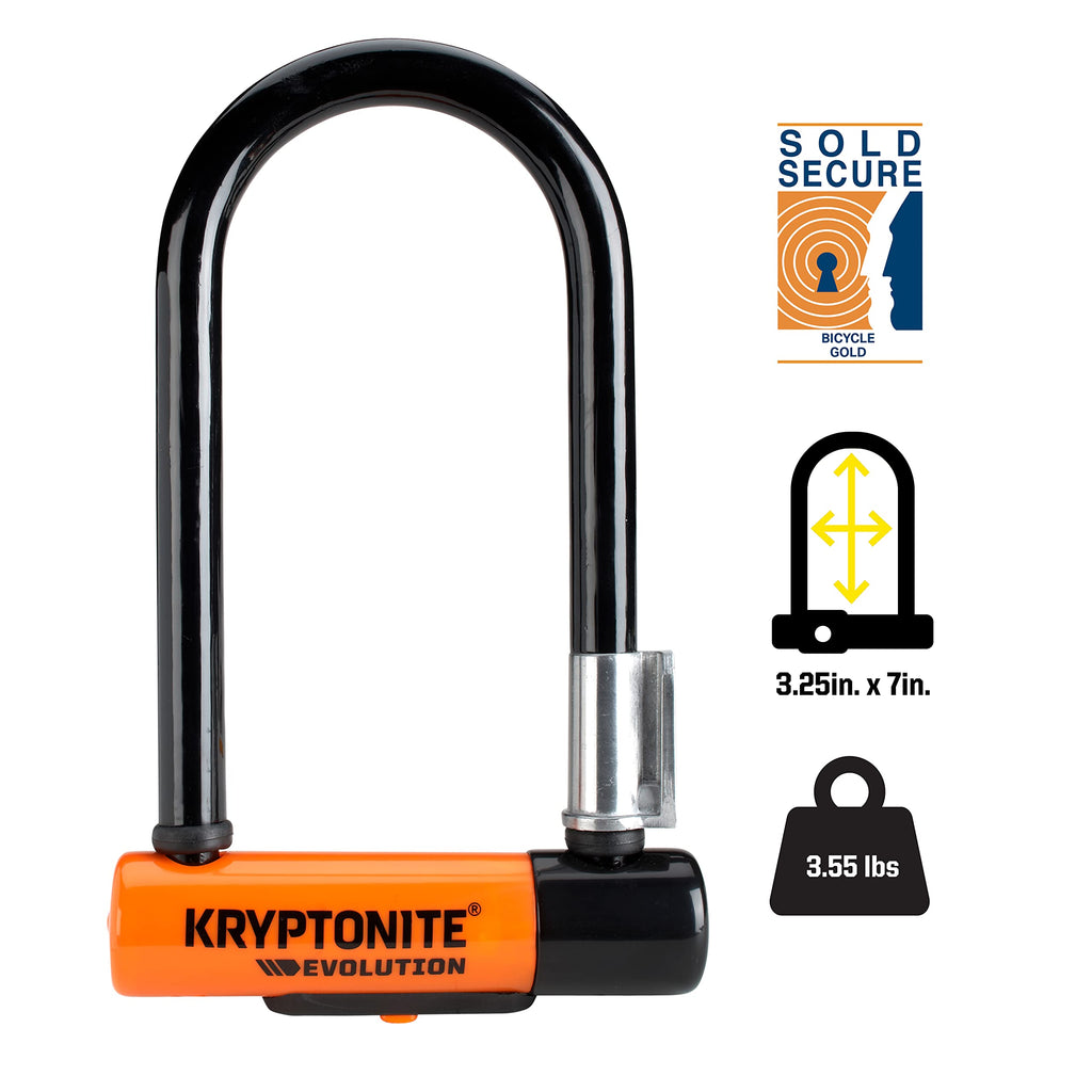 Kryptonite Evolution Mini-7 Bicycle U-Lock w/ 4’ KryptoFlex™ Double Loop Cable