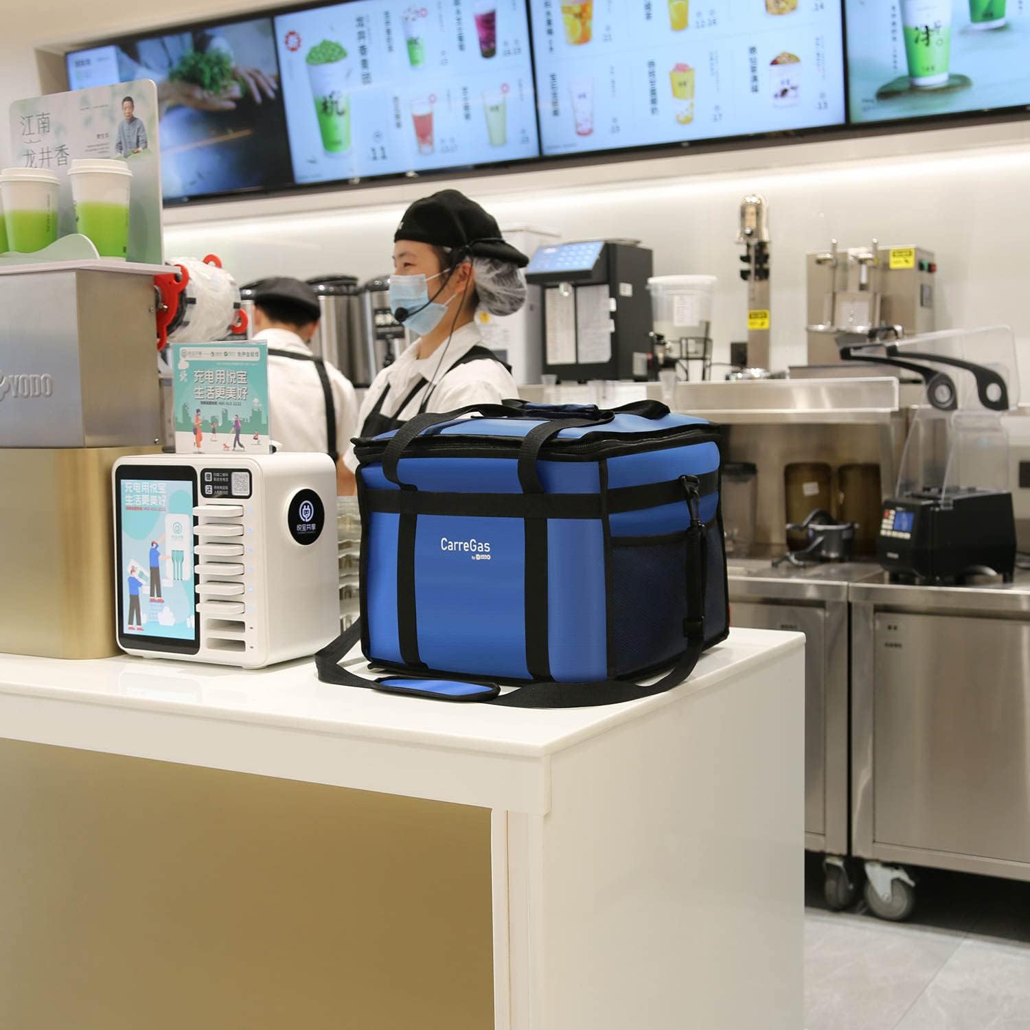 Backpack Premium Food Delivery Bag, Thermal Insulated Cooler Bag Large Capacity Suitable for Cold and Hot Food with Dividers, Takeaway Home Delivery, Suitable for Bike 40x40x43cm 68L