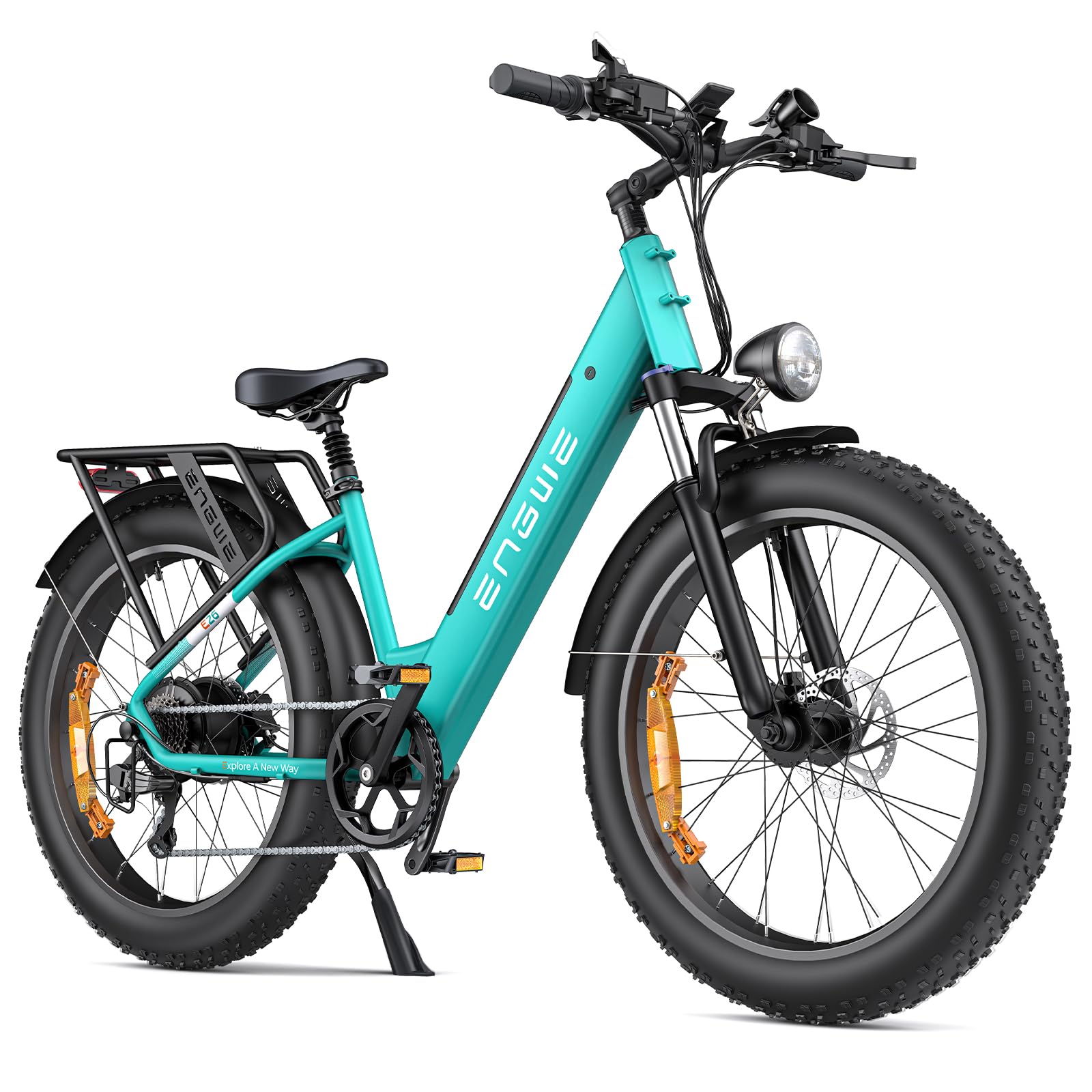 ENGWE E26 Electric Bike E-Bike for Adults with 26"x4.0" Fat Tire,250W E Mountain Bike 48V 16Ah Battery Range Up to 140KM, Speed-7 Dual Suspension All-Terrain Ebike MTB