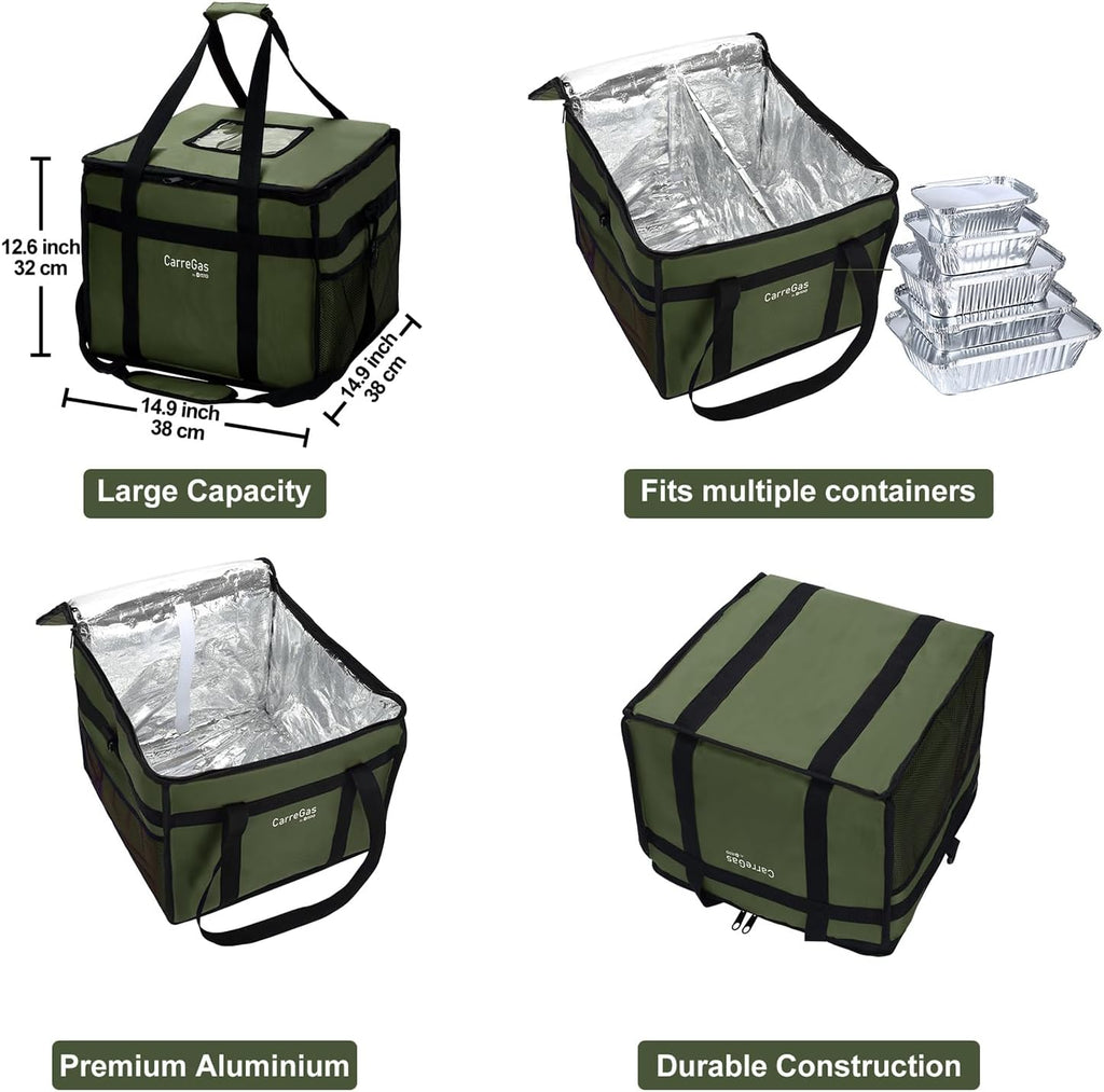 Backpack Premium Food Delivery Bag, Thermal Insulated Cooler Bag Large Capacity Suitable for Cold and Hot Food with Dividers, Takeaway Home Delivery, Suitable for Bike 40x40x43cm 68L