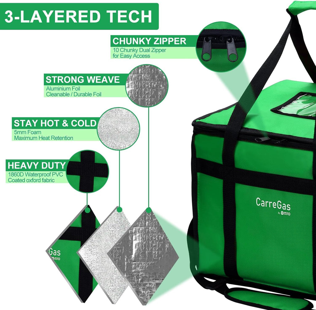 Backpack Premium Food Delivery Bag, Thermal Insulated Cooler Bag Large Capacity Suitable for Cold and Hot Food with Dividers, Takeaway Home Delivery, Suitable for Bike 40x40x43cm 68L