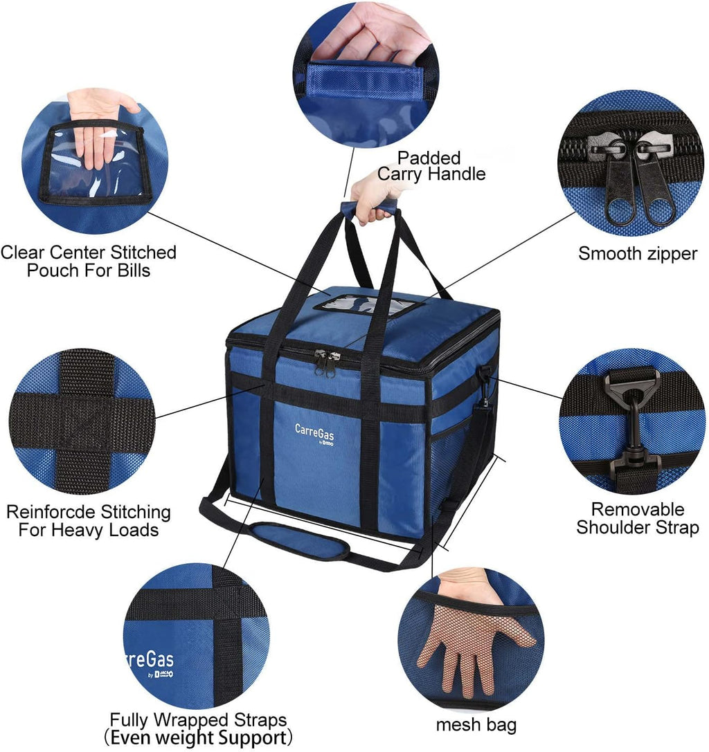 Backpack Premium Food Delivery Bag, Thermal Insulated Cooler Bag Large Capacity Suitable for Cold and Hot Food with Dividers, Takeaway Home Delivery, Suitable for Bike 40x40x43cm 68L